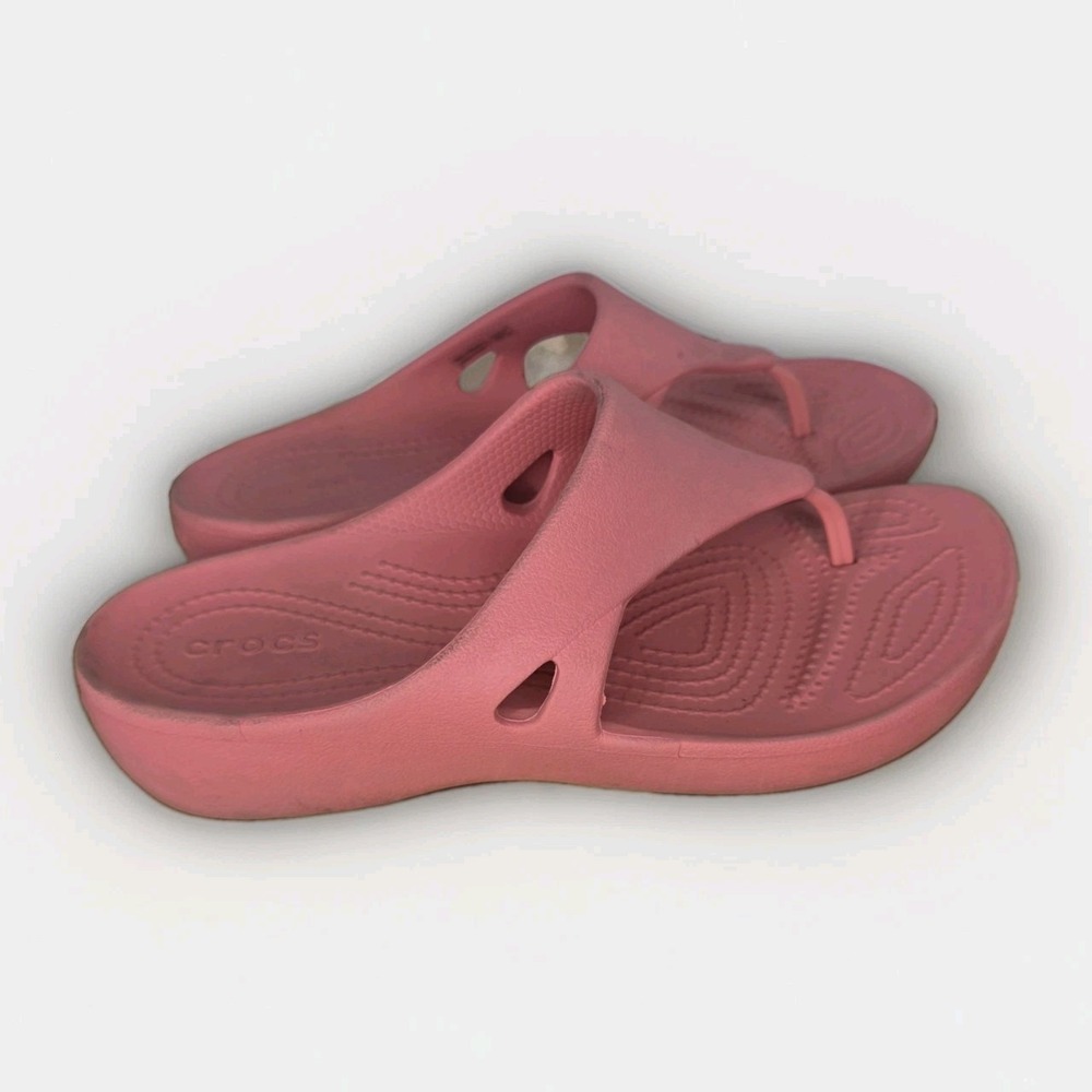Crocs Women's Size 7 Kadee Flip Flop Wedge Sandal Hot Blush Pink